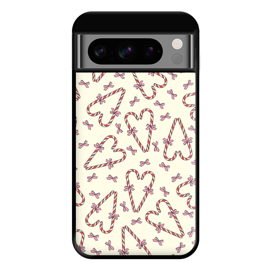 Candy Cane Love Heart Pattern Phone Case for Google Pixel 8 Pro