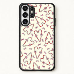 Candy Cane Love Heart Pattern Phone Case for Galaxy S26 Ultra