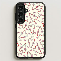Candy Cane Love Heart Pattern Phone Case for Galaxy S25FE