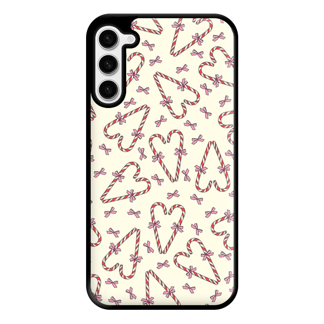 Candy Cane Love Heart Pattern Phone Case for Galaxy S23 Plus