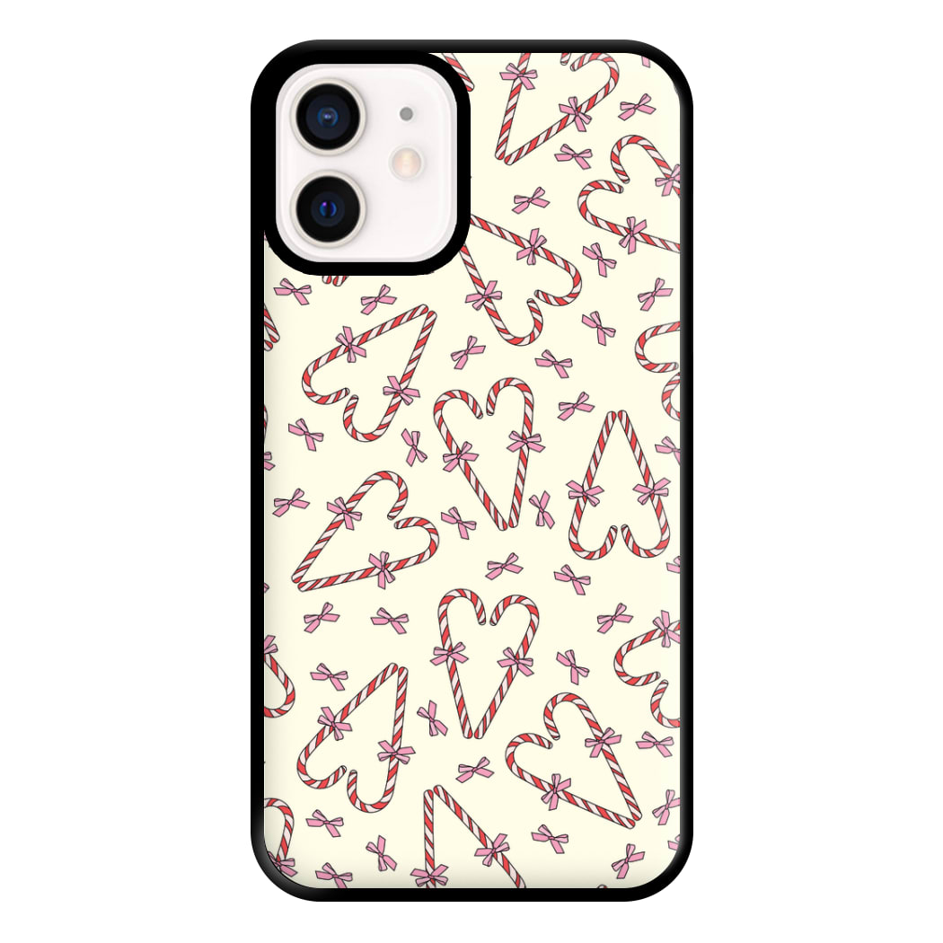 Candy Cane Love Heart Pattern Phone Case for iPhone 13 Mini