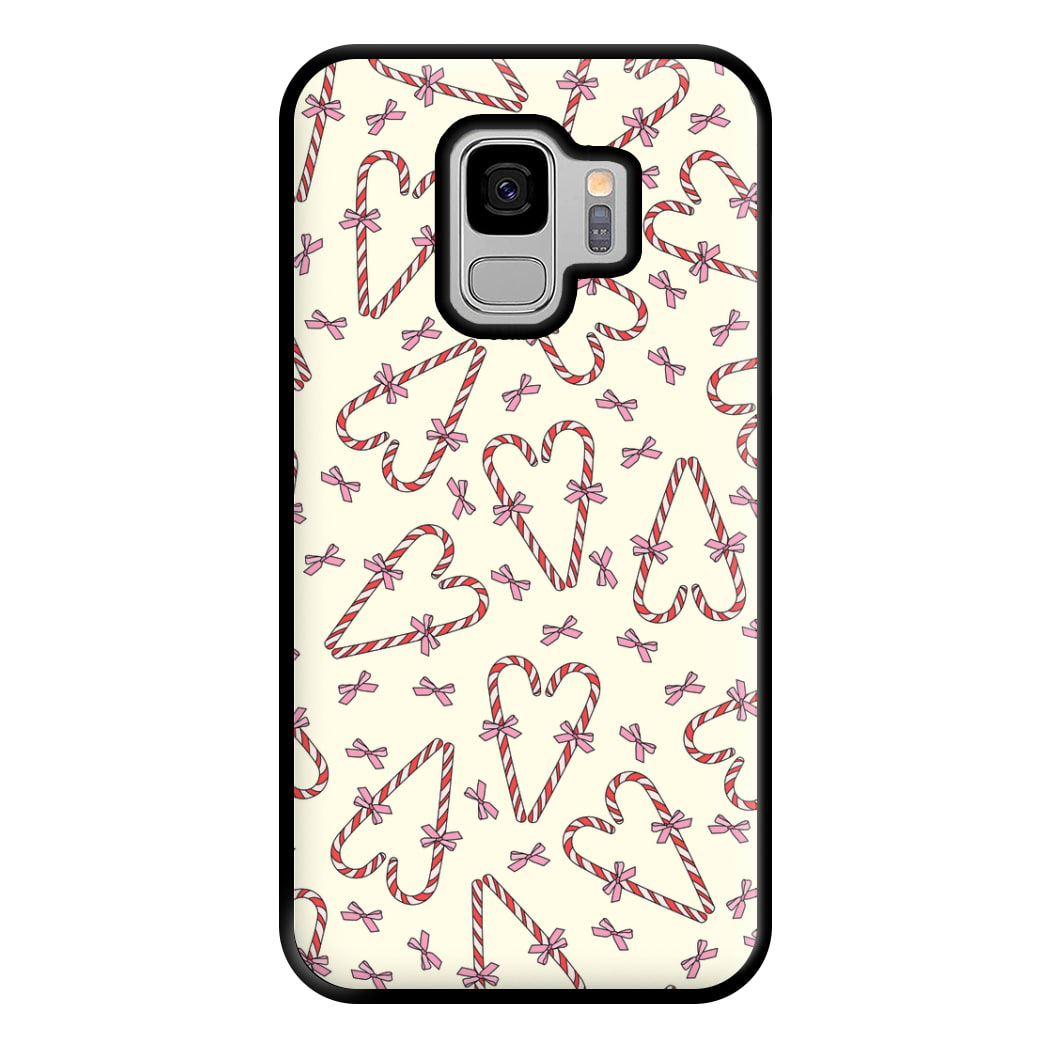 Candy Cane Love Heart Pattern Phone Case for Galaxy S9 Plus