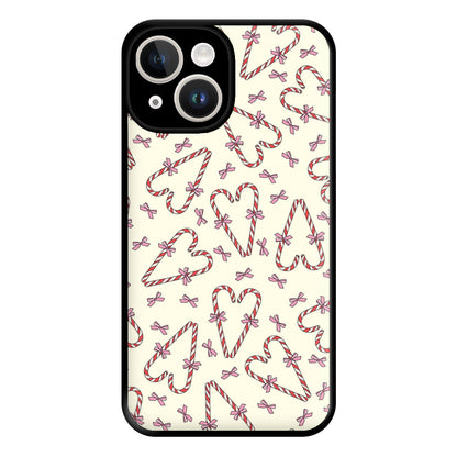 Candy Cane Love Heart Pattern Phone Case for iPhone 14