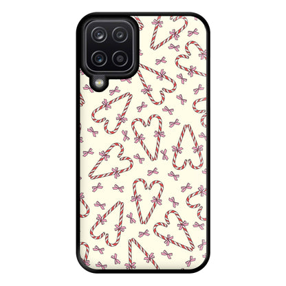 Candy Cane Love Heart Pattern Phone Case for Galaxy A12