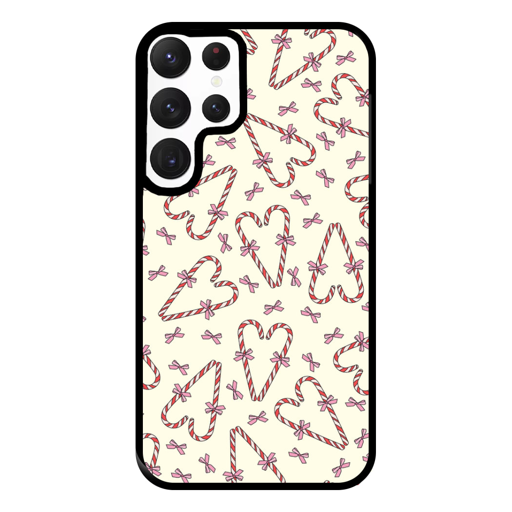 Candy Cane Love Heart Pattern Phone Case for Galaxy S22 Ultra