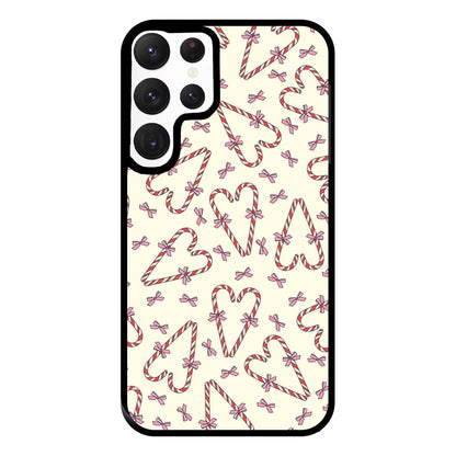 Candy Cane Love Heart Pattern Phone Case for Galaxy S22 Ultra