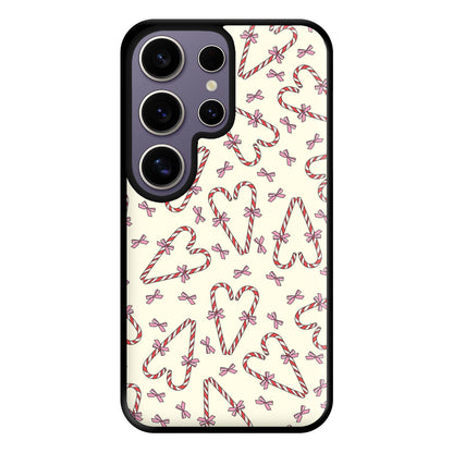 Candy Cane Love Heart Pattern Phone Case for Galaxy S25 Ultra