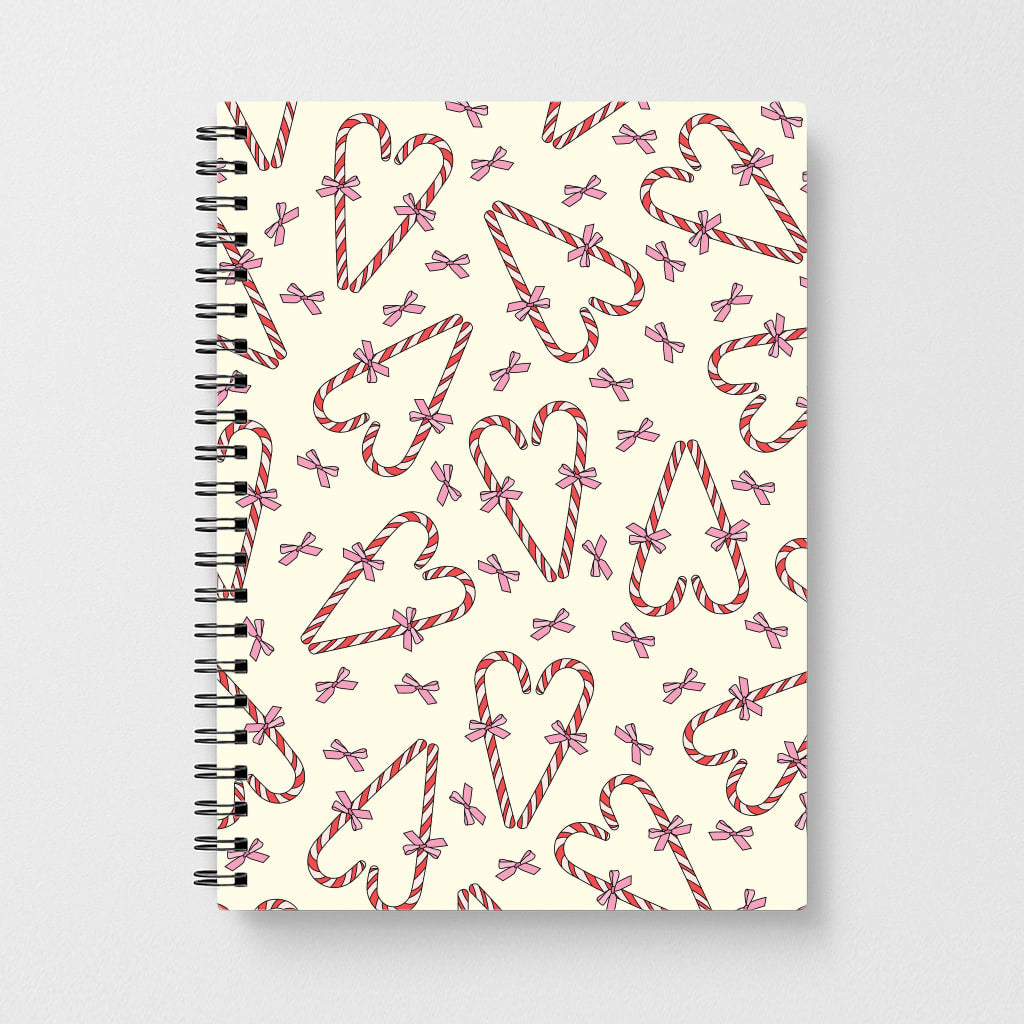 Candy Cane Love Heart Pattern Notebook