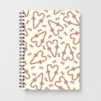 Candy Cane Love Heart Pattern Notebook