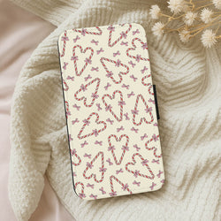 Candy Cane Love Heart Pattern Wallet Phone Case