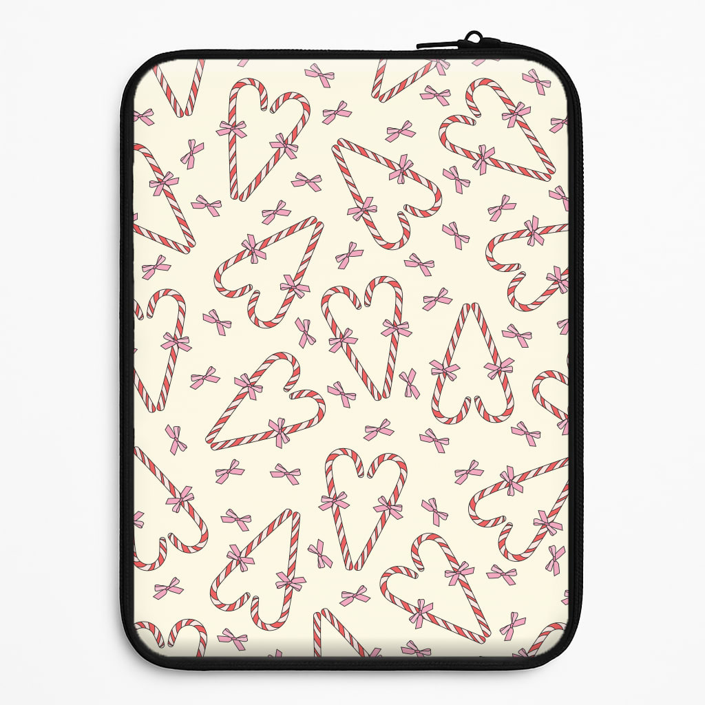 Candy Cane Love Heart Pattern Laptop Sleeve