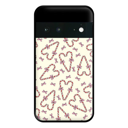 Candy Cane Love Heart Pattern Phone Case for Google Pixel 6a