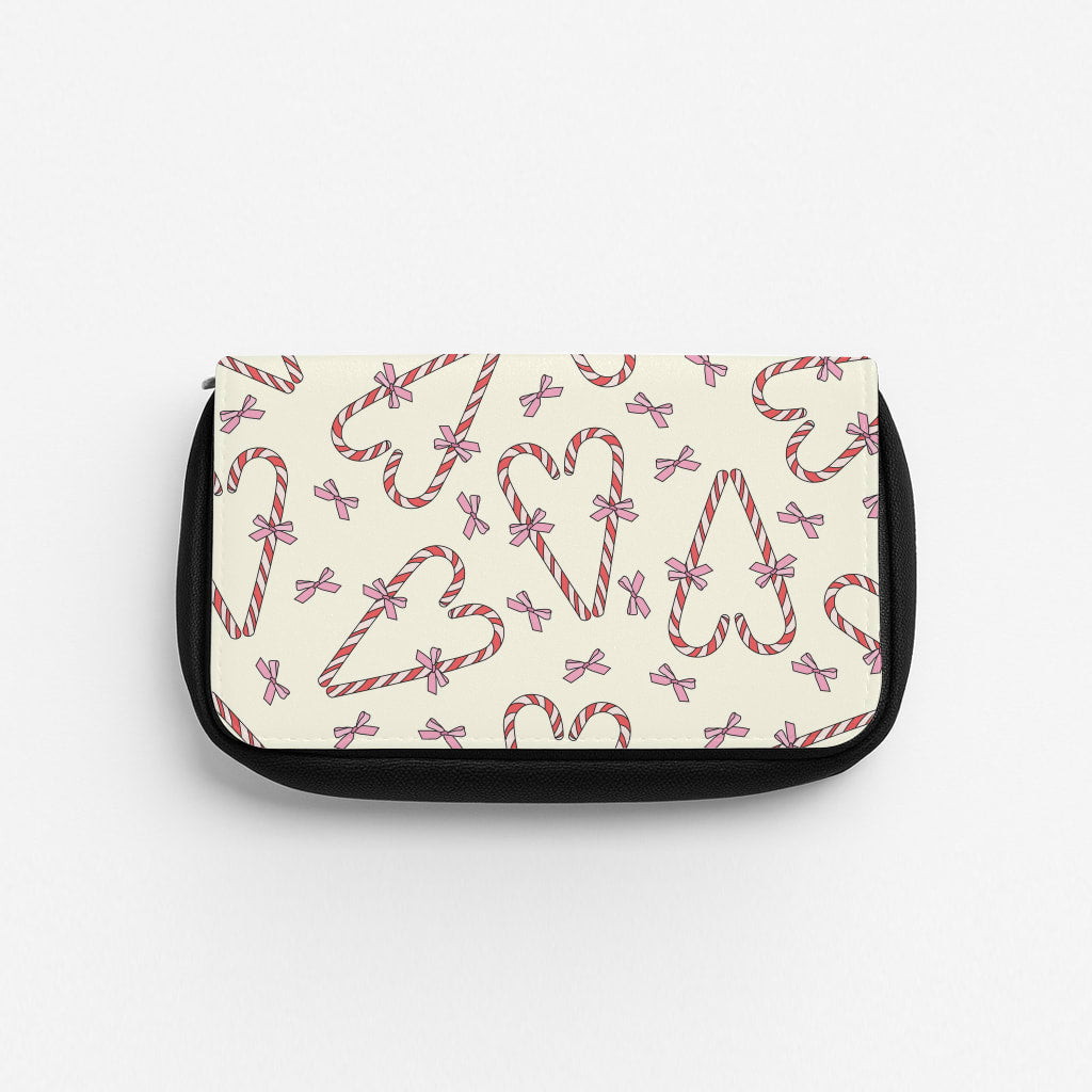 Candy Cane Love Heart Pattern Pencil Case
