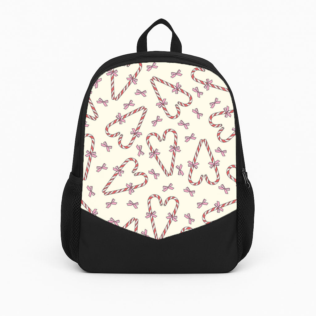 Candy Cane Love Heart Pattern Backpack
