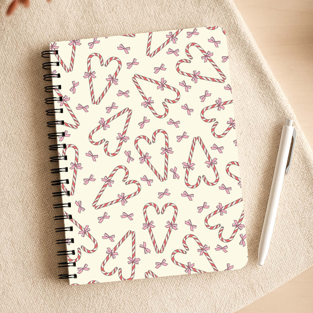 Candy Cane Love Heart Pattern Notepad