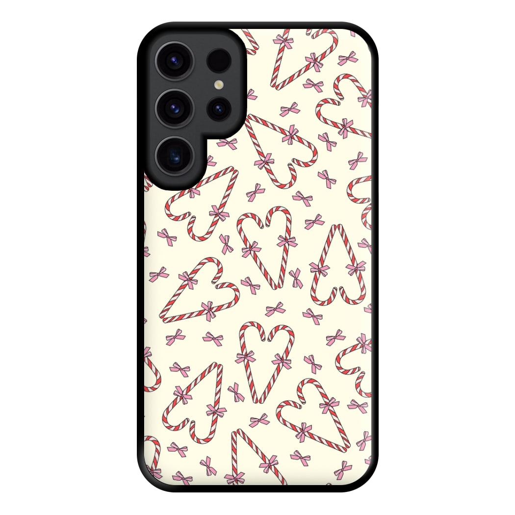 Candy Cane Love Heart Pattern Phone Case for Galaxy S23 Ultra