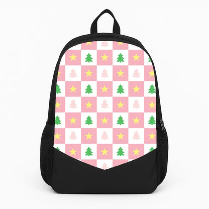 Pink And Green Tree Pattern Large Backpack