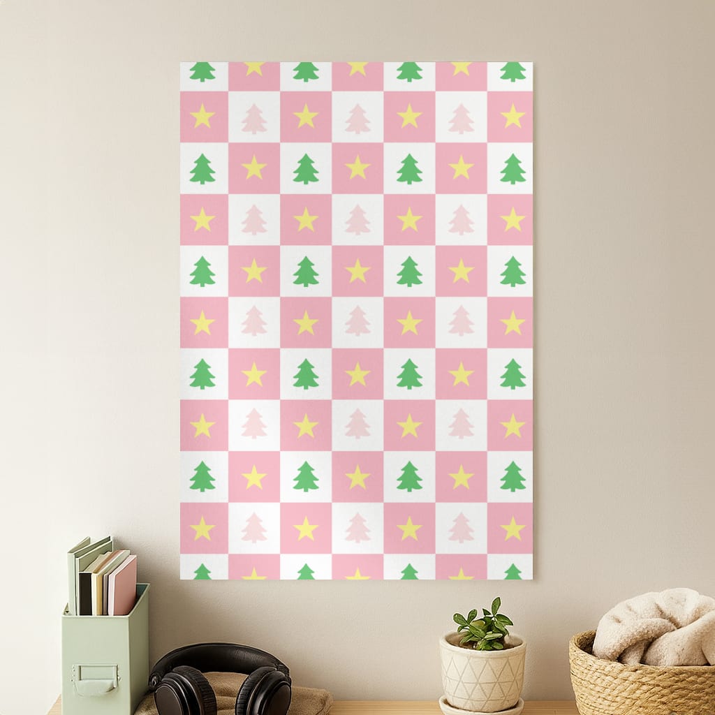 Pink And Green Tree Pattern Poster