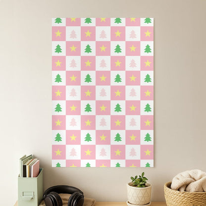 Pink And Green Tree Pattern Poster