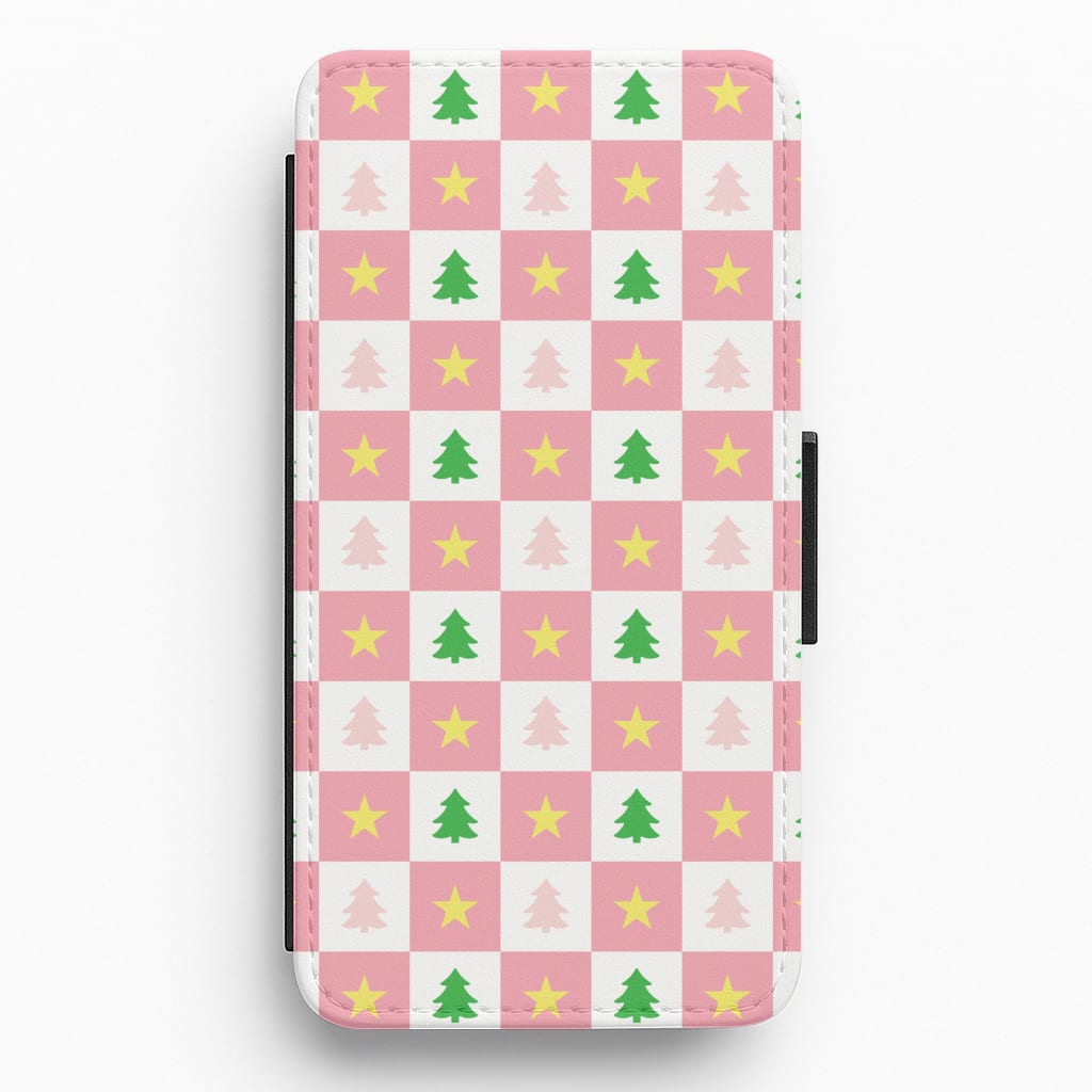Pink And Green Tree Pattern Flip / Wallet Phone Case
