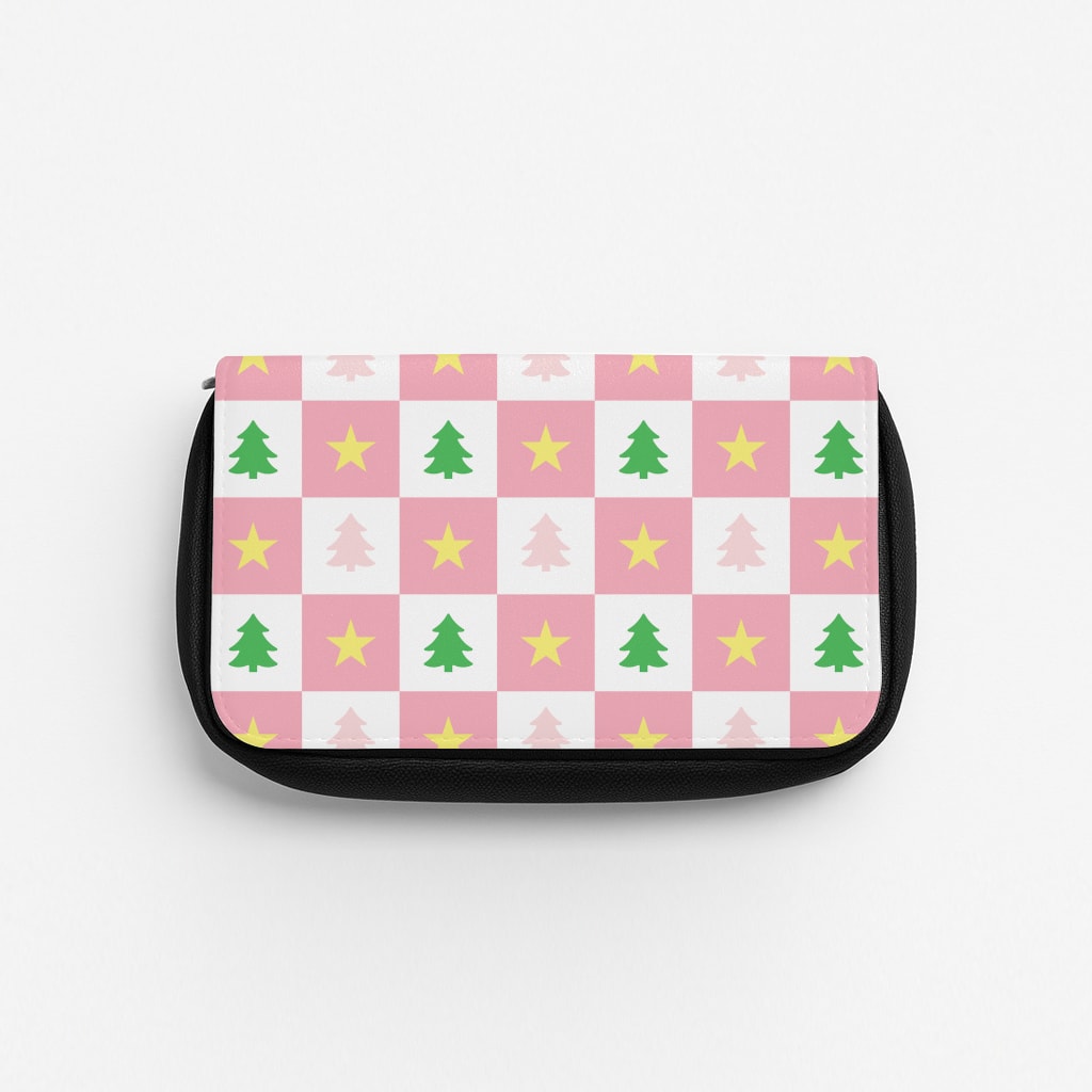 Pink And Green Tree Pattern Pencil Case
