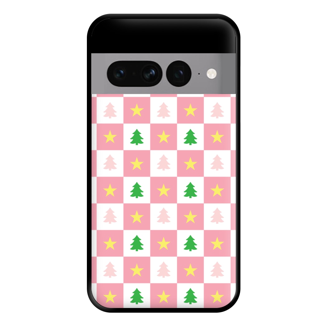 Pink And Green Tree Pattern Phone Case for Google Pixel 7 Pro