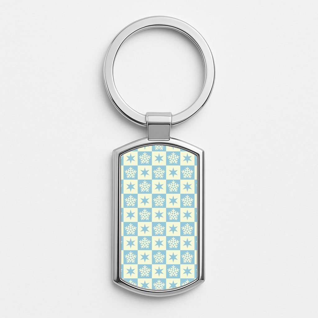 Snow And Star Pattern Silver Keyring