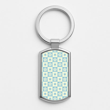 Snow And Star Pattern Silver Keyring