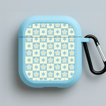 Snow And Star Pattern Blue AirPods Case