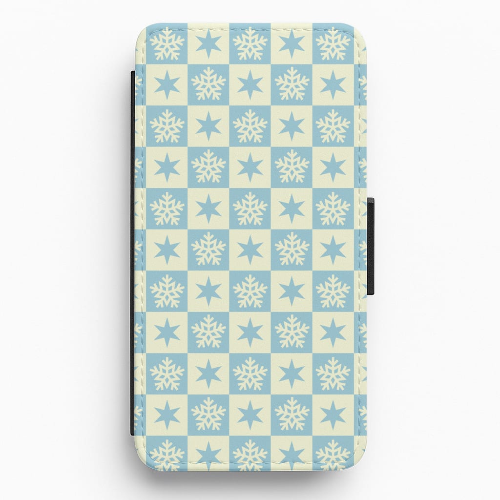 Snow And Star Pattern Flip / Wallet Phone Case