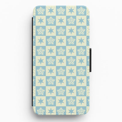Snow And Star Pattern Flip / Wallet Phone Case