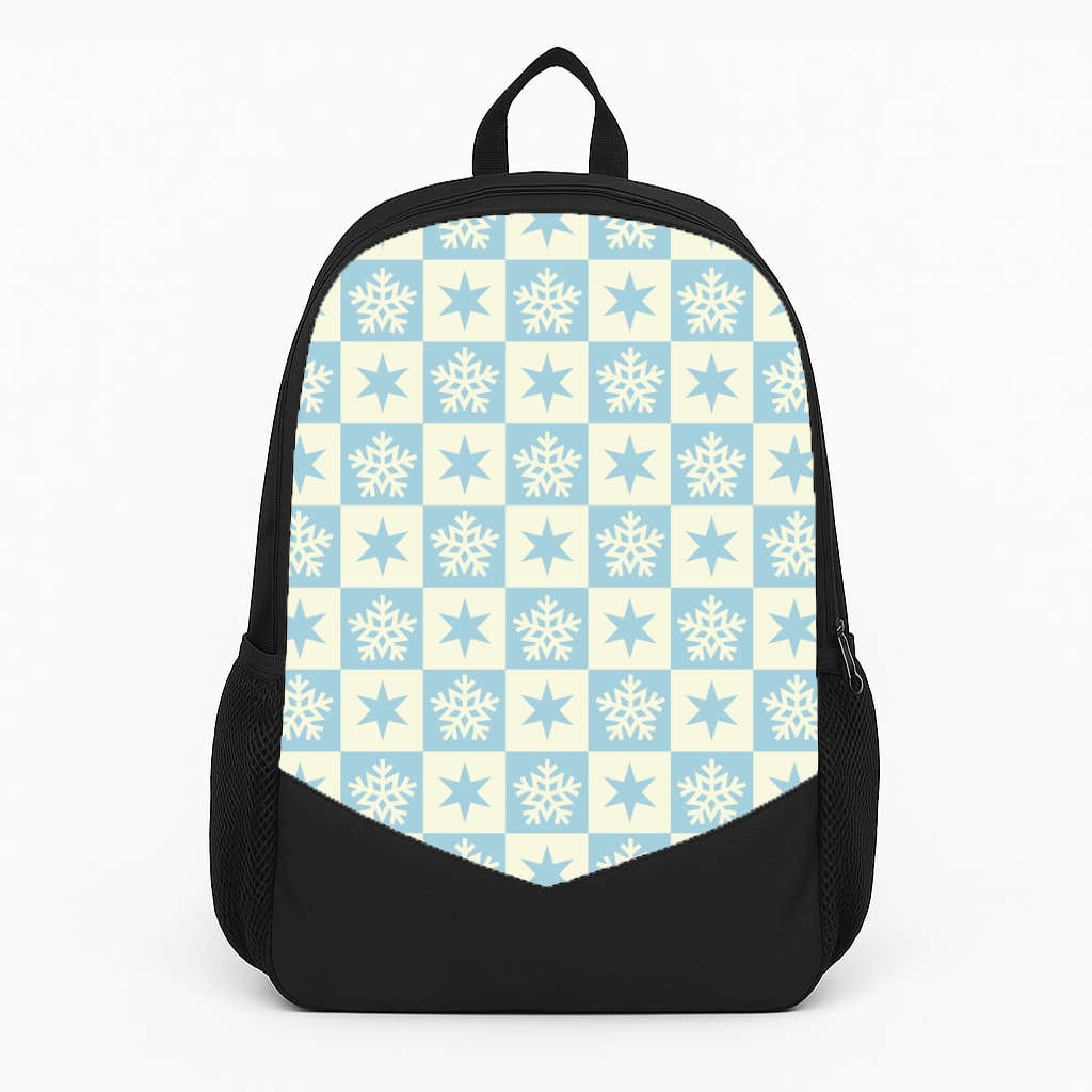 Snow And Star Pattern Large Backpack