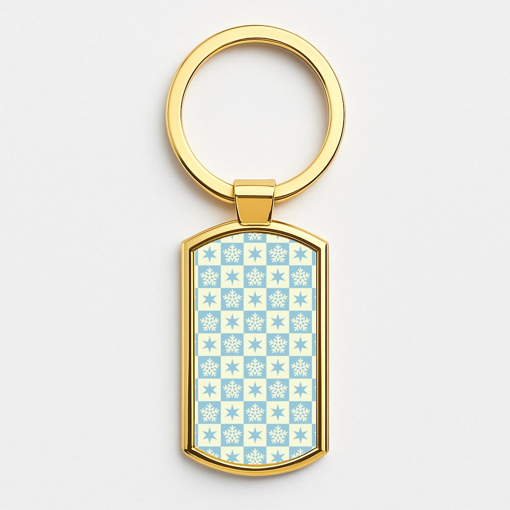 Snow And Star Pattern Gold Keyring