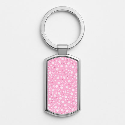 Candy Cane Pattern Silver Keyring