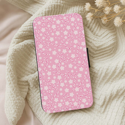 Candy Cane Pattern Wallet Phone Case