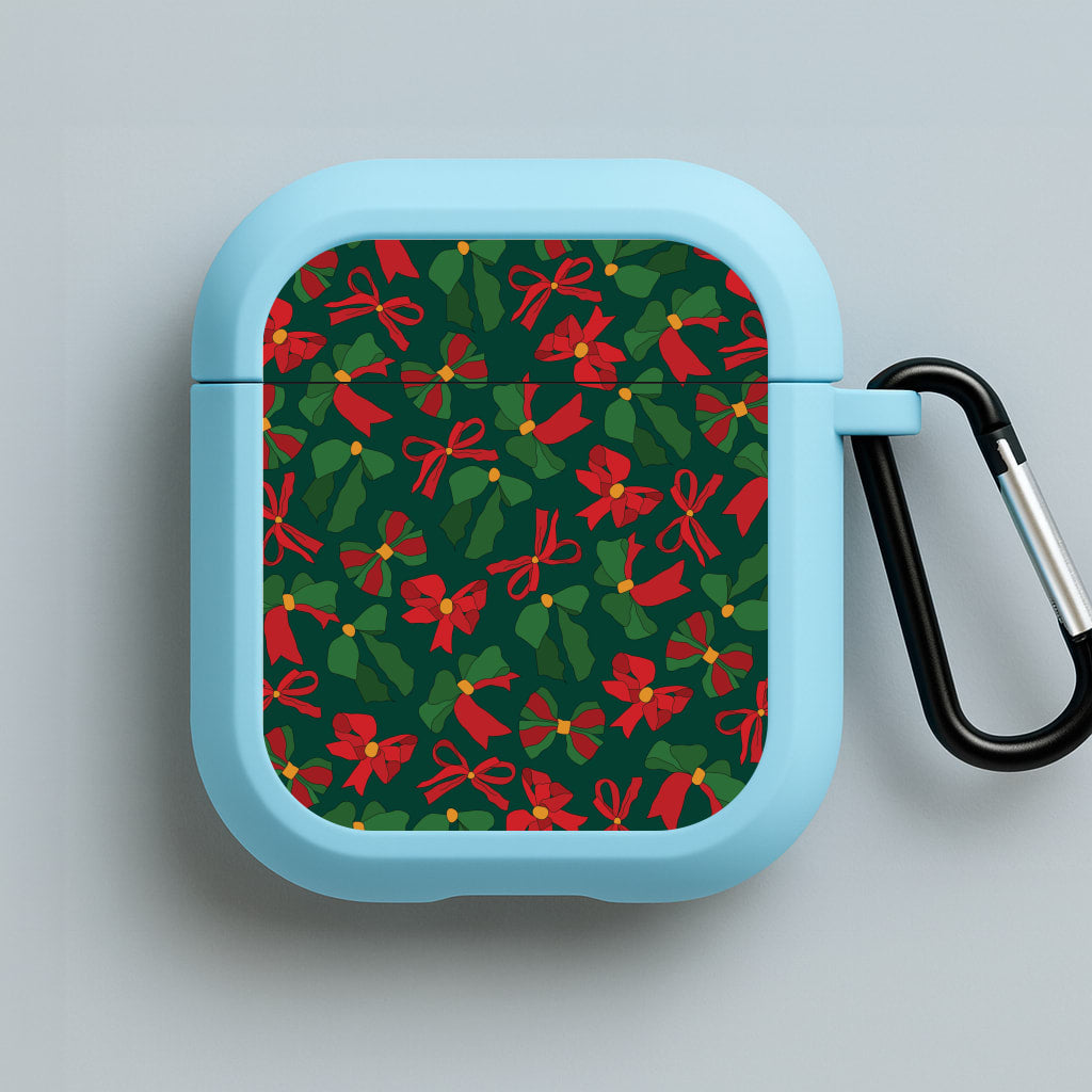Green And Red Pattern Blue AirPods Case