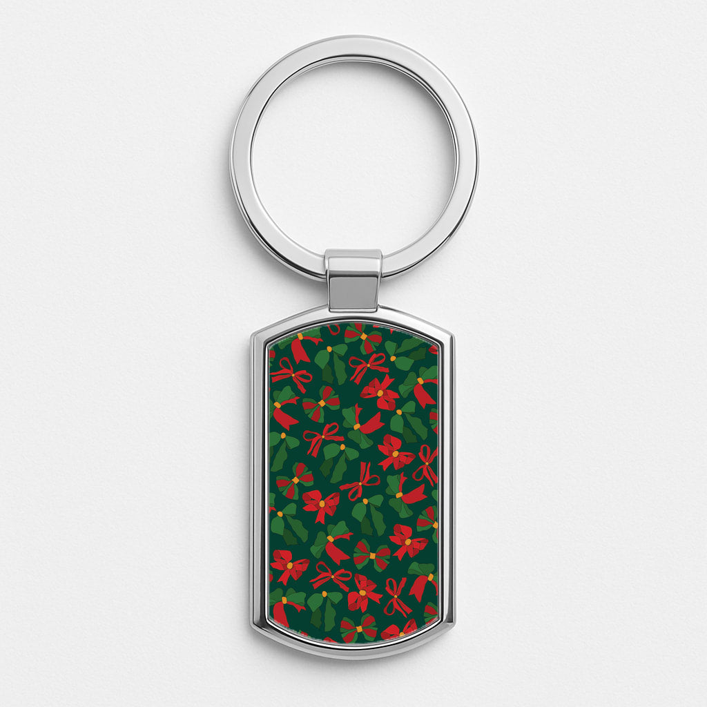 Green And Red Pattern Silver Keyring
