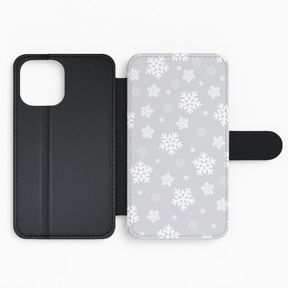 Grey Snowflake Pattern Flip Phone Case