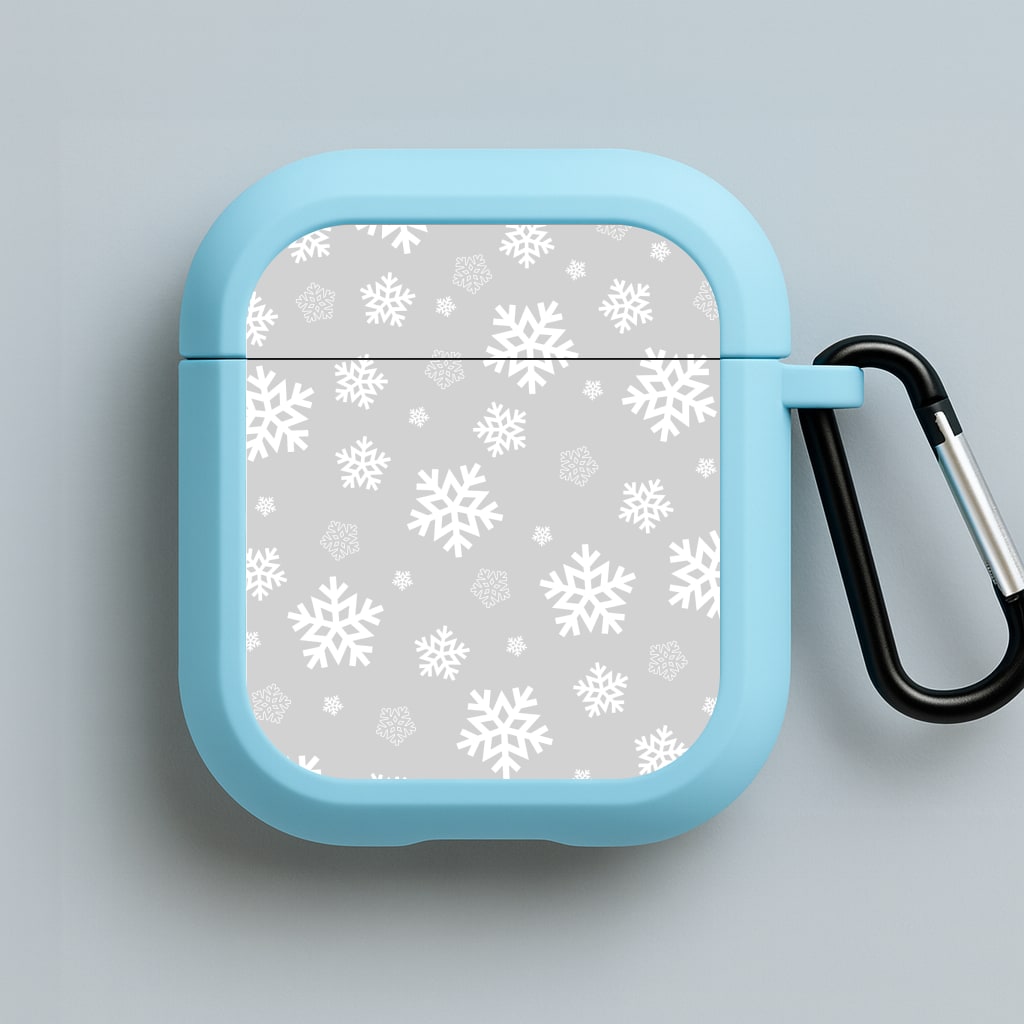 Grey Snowflake Pattern Blue AirPods Case