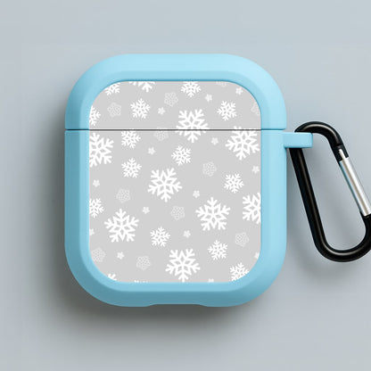 Grey Snowflake Pattern Blue AirPods Case