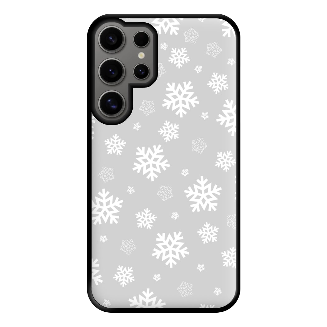 Grey Snowflake Pattern Phone Case for Galaxy S24 Ultra