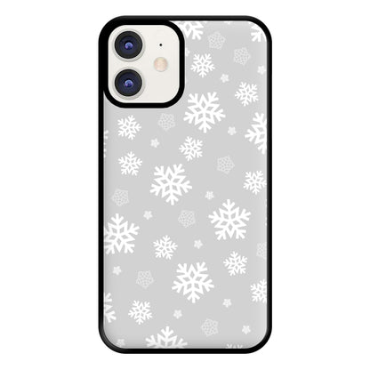 Grey Snowflake Pattern Phone Case for iPhone 12 / 12 Pro