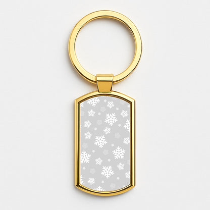 Grey Snowflake Pattern Gold Keyring