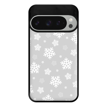 Grey Snowflake Pattern Phone Case for Google Pixel 9 Pro XL