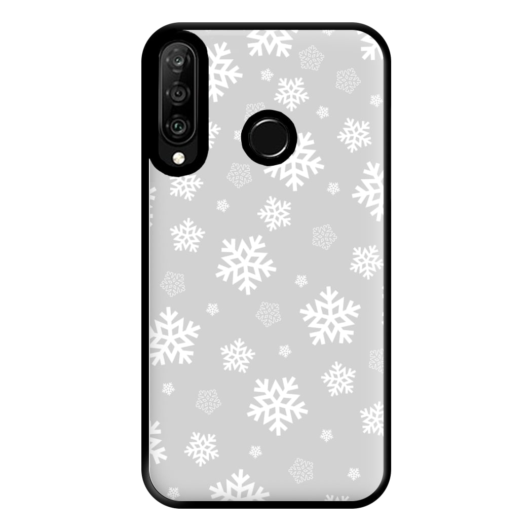 Grey Snowflake Pattern Phone Case for Huawei P30 Lite