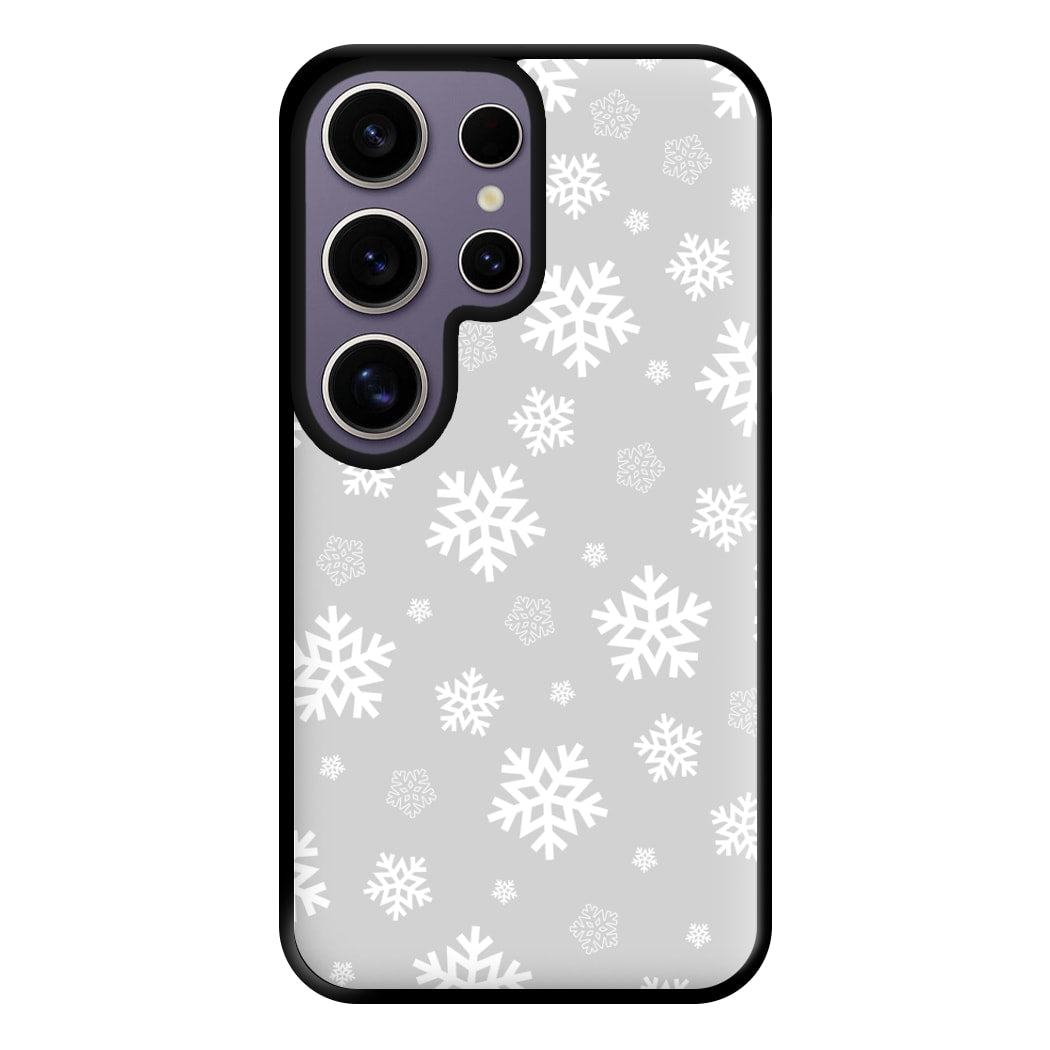 Grey Snowflake Pattern Phone Case for Galaxy S25 Ultra