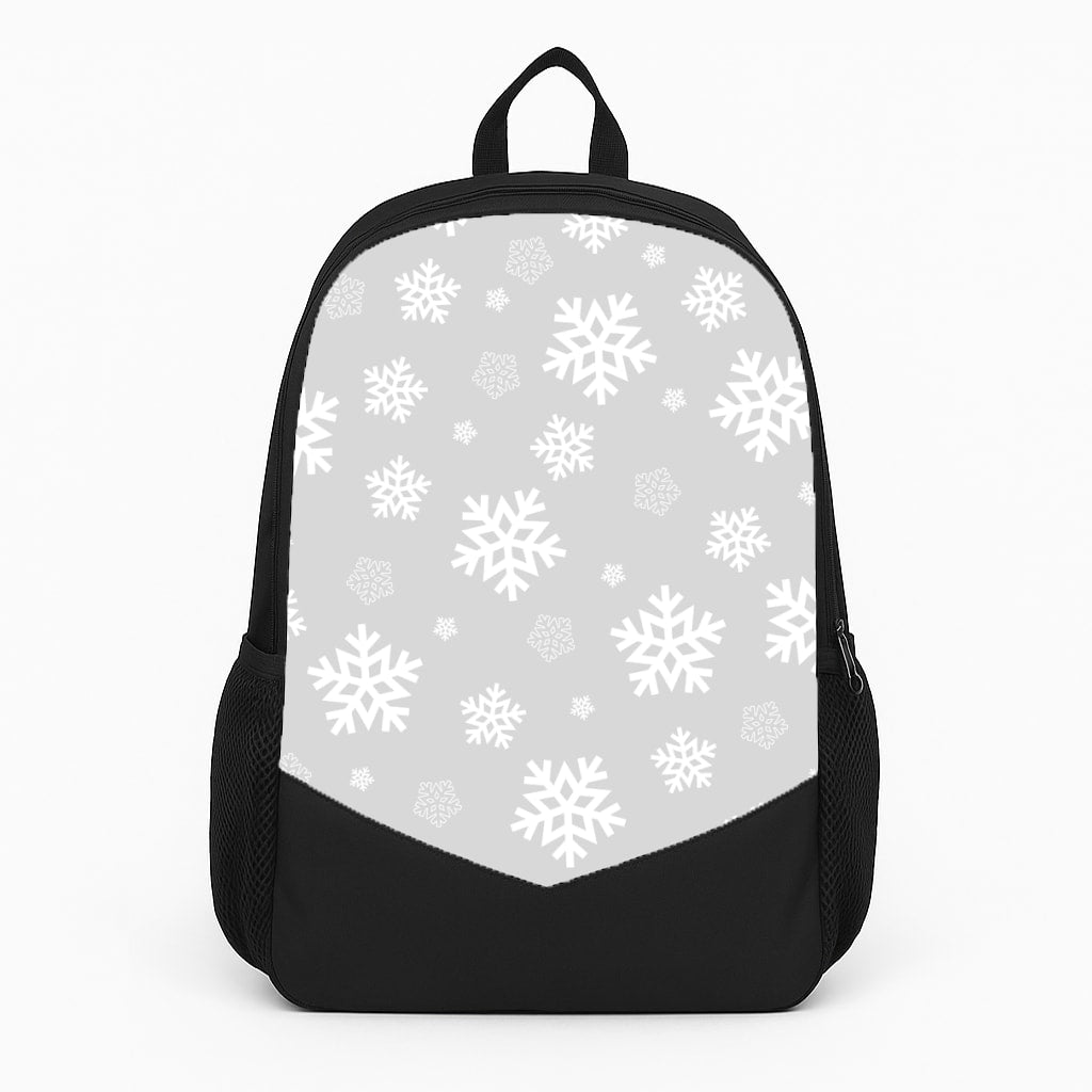 Grey Snowflake Pattern Large Backpack