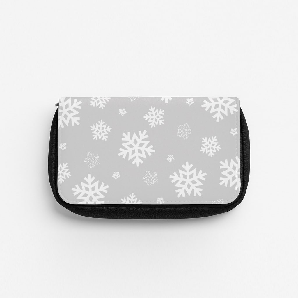 Grey Snowflake Pattern Pencil Case