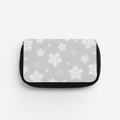 Grey Snowflake Pattern Pencil Case