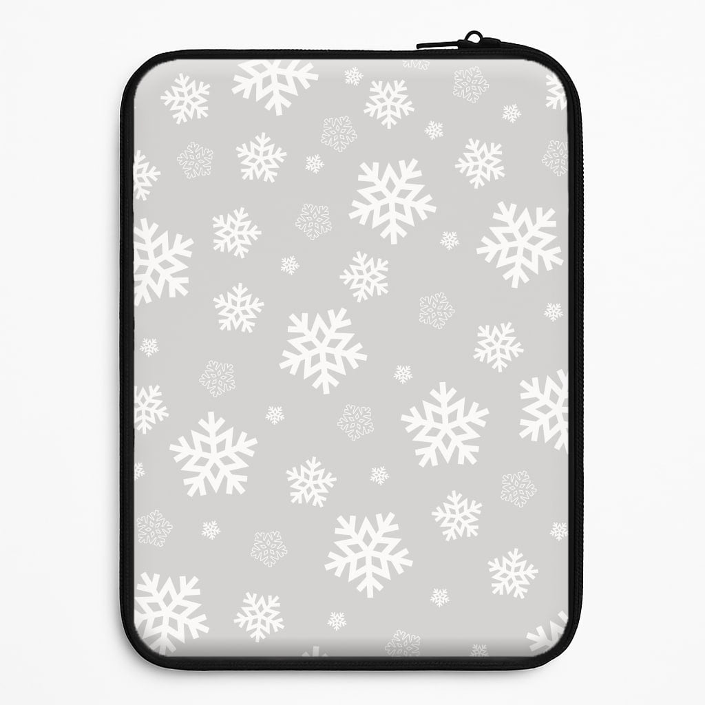 Grey Snowflake Pattern Laptop Sleeve